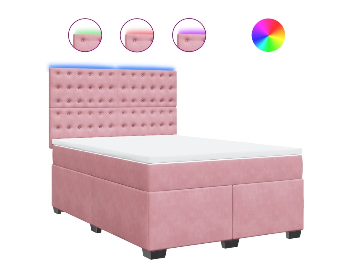 Cama com Molas/colchão 140x190 Cm Veludo Rosa MAISON EXCLUSIVE