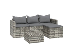 Conjunto 3 lounge de jardim c/ almofadões VIDAXL vime PE cinzento