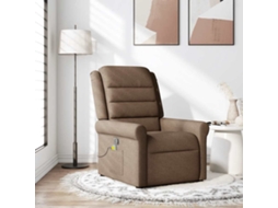 Vidaxl Poltrona De Massagens Reclinável Tecido Castanho