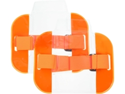Pulseiras Ajustáveis Laranja Para Porta Crachás Portáteis, Pacote Com 2 Unidades, Em Pvc E Nylon