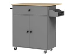 Ilha de Cozinha Melamina de Madeira, Mdf e Aço Cor Cinzento 106x42x87 cm Homcom