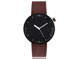 Reloj De Pareja Unisex Vansvar Dial Grande Correa Pu Acero Cuarzo Café Oscuro