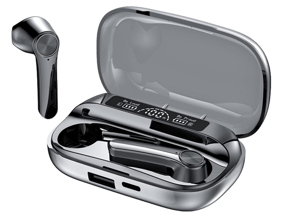 Fones de Ouvido Sem Fio Chronus 7h com Led, IPX7 para Academia e Corrida JIAPEI (preto)