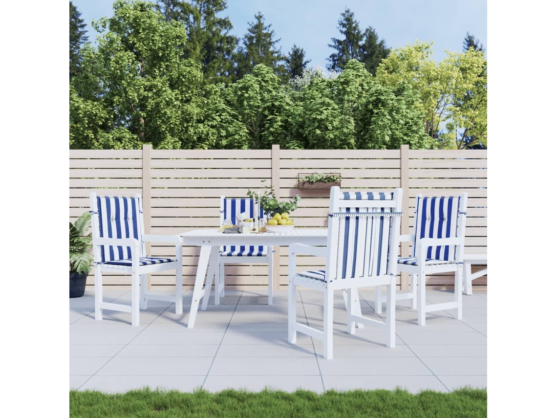 Vidaxl Almofadões Cadeira Encosto Baixo 4pcs Tecido Riscas Azul/branco