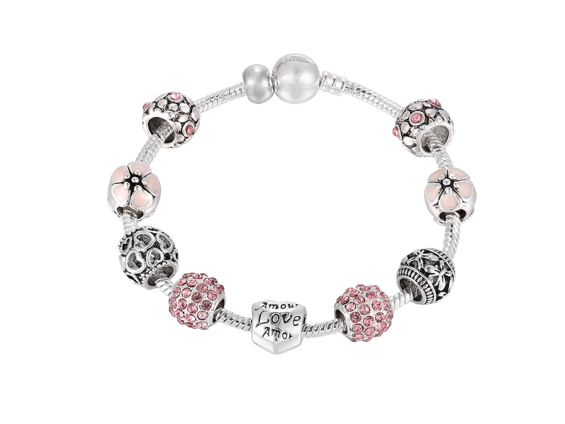 Pulseira De Cobre Com Decoração De Coração E Strass