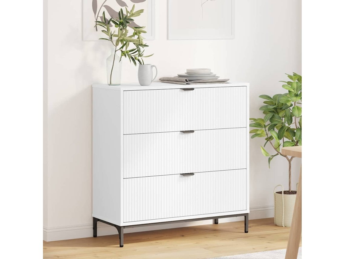 Vidaxl Buffet Com Gaveta Branco 79,5 X 33 X 82 Cm Madeira Processada