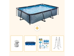 Piscina Exit Retangular Efeito Pedra 300x200x65 Cm com 5 peças EXIT TOYS