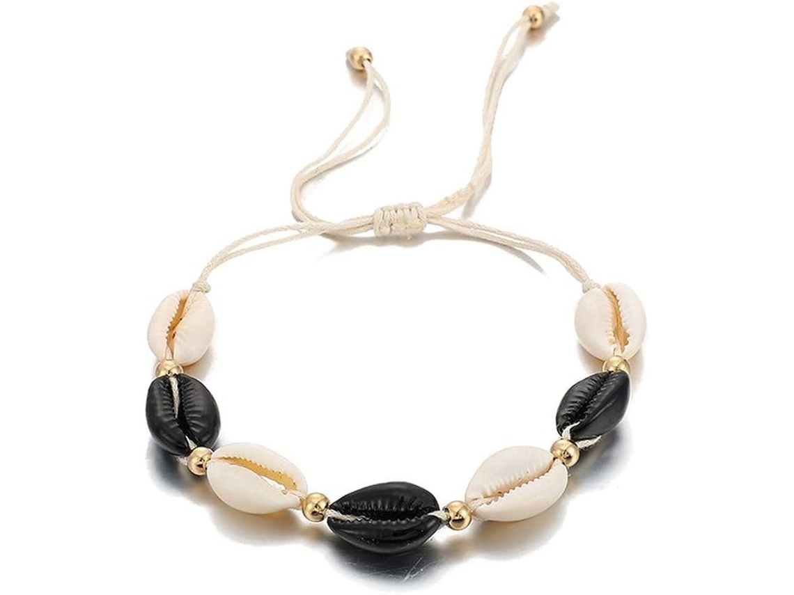 2 Unidades De Pulseira De Tornozelo De Concha Com Corda Trançada Para Mulheres E Meninas - Moda