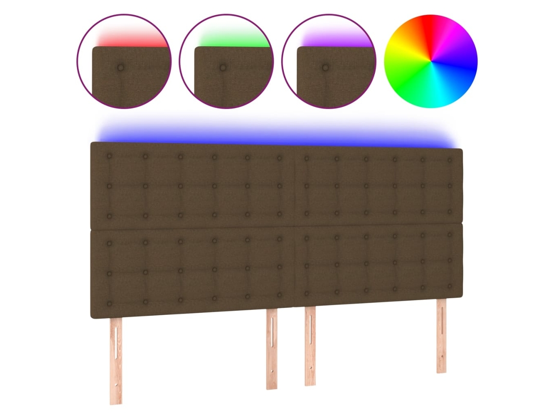 Cabeceira de Cama com Led Tecido Castanho MAISON EXCLUSIVE (200x5x118 cm)