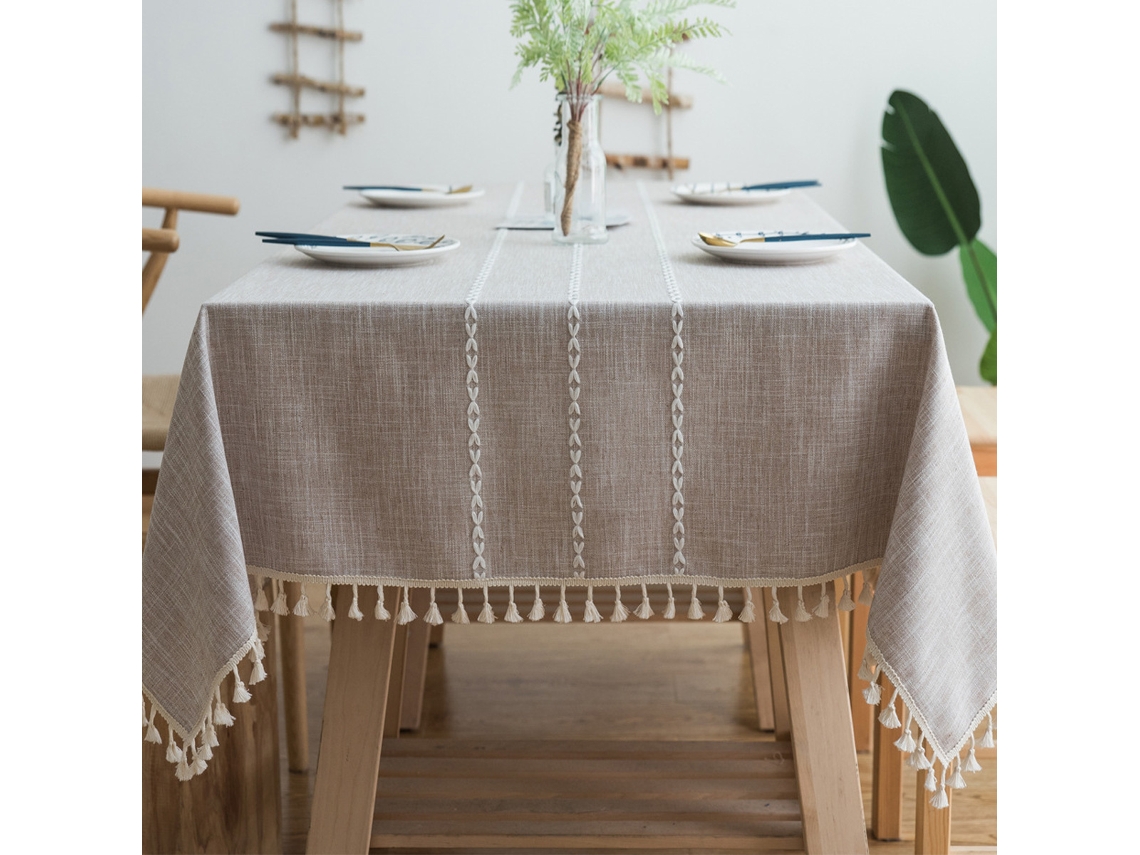 Toalha De Mesa Com Bordado E Borlas, Decoração De Cozinha Para Natal