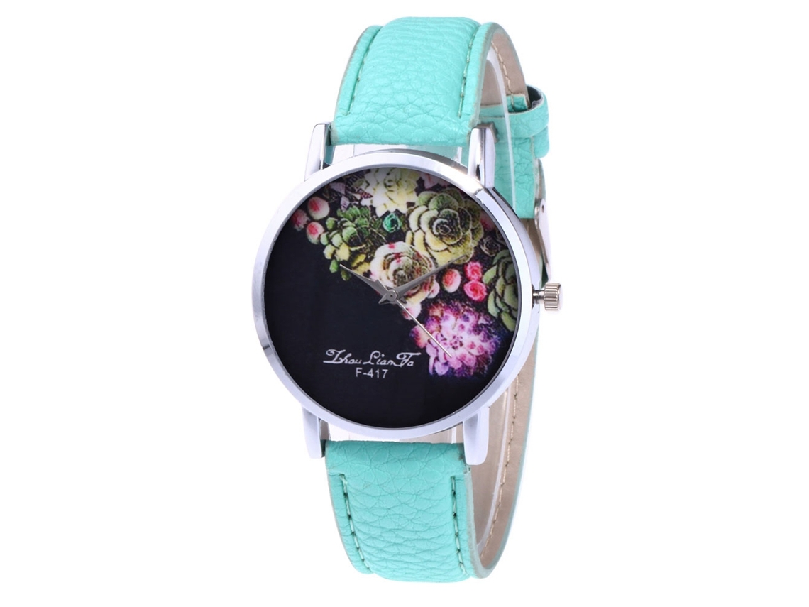 Relógio de quartzo unissex casual Zhoulianfa com pulseira de couro (verde menta)
