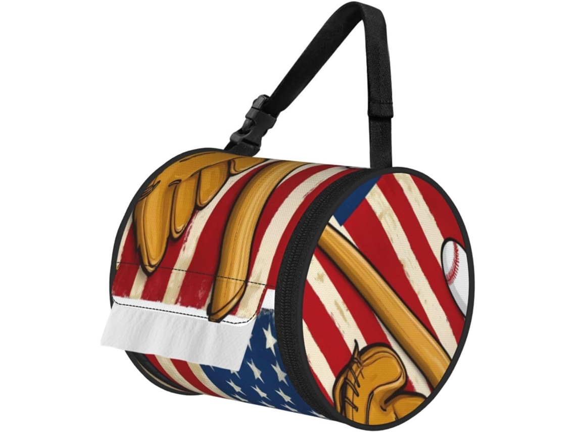 Porta Papel Higiênico De Parede Com Bandeira Americana E Bola Beisebol, Caixa De Lenços Dobrável Para Banheiros E Carros