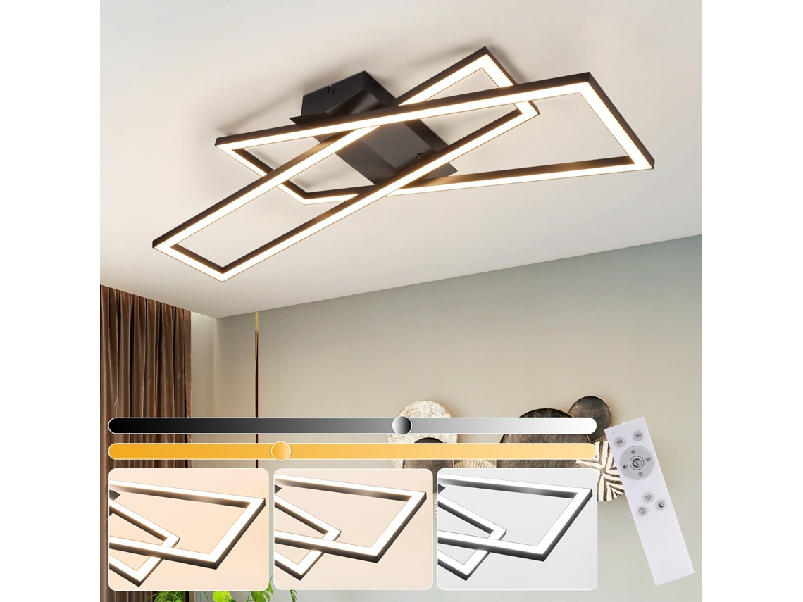 Candeeiro De Teto Led Nettlife Para Sala De Estar, Preto, 36w, Regulável, Para Escritório, Quarto De Criança