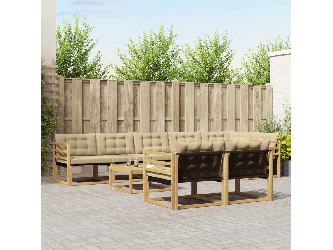 Vidaxl Conjunto De Sofás Para Exterior 9 Unid. Branco E Bege
