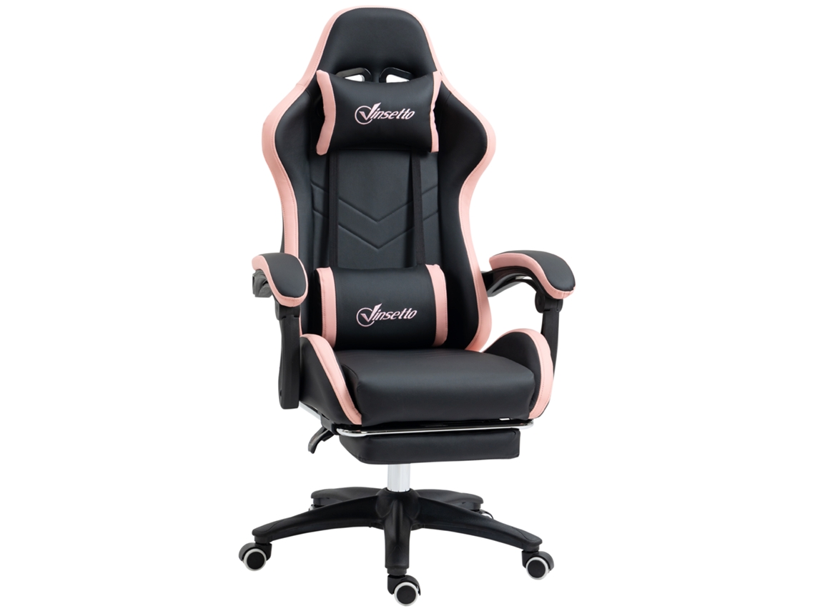 Cadeira de escritório gamer, com apoio de cabeça e lombar, rosa e preta