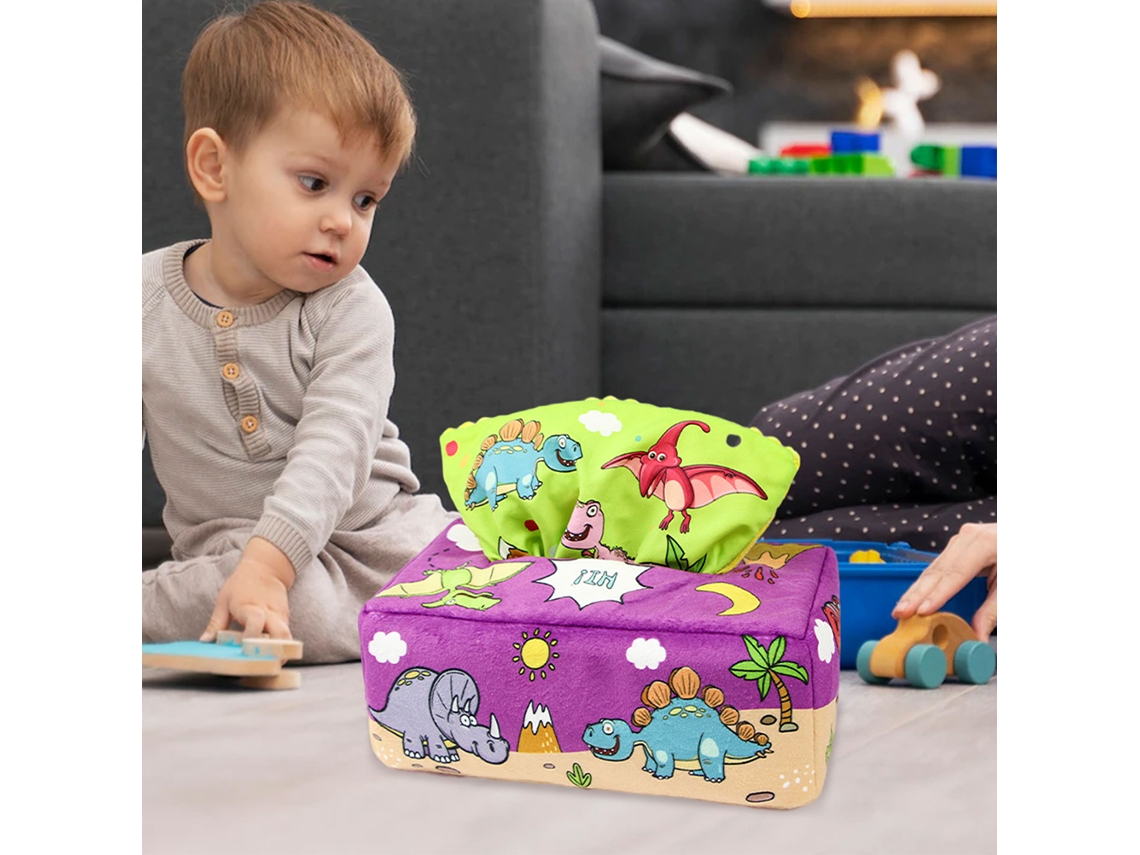 Primerox brinquedo de Caixa de Papel Higiênico Bebê Sensorial Reutilizável com Toalhas Coloridas e Malhas Transparentes