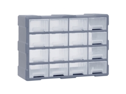 Conjunto 1 Multi-drawer Organiser, Multi-drawer Organisers Vidaxl Cinzeto Polipropileno (16 Gavetas)