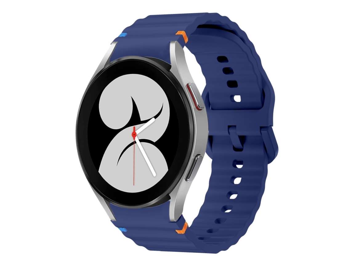 Bracelete para Samsung Galaxy Watch 4 Silicone Costurado com Padrão de Onda Azul Escuro 40/44mm XIAOMOYU