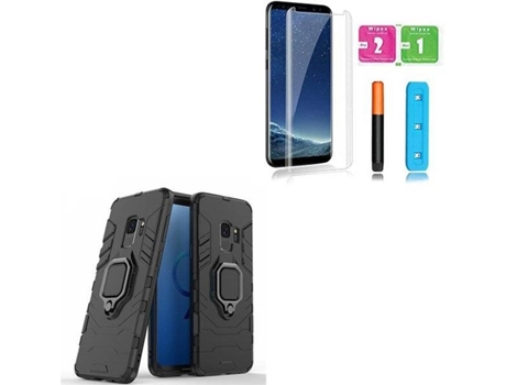 Kit Capa e Película de Vidro Nano Curved UV Samsung Galaxy S9 PHONOCARE Militar Preto