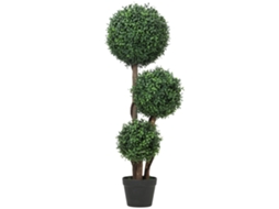 Bola De Buxo Artificial, Planta Artificial De Três Esferas, Planta Artificial Com Tronco De Madeira Em Vaso, 30 X 30 X 100 Cm, Verde