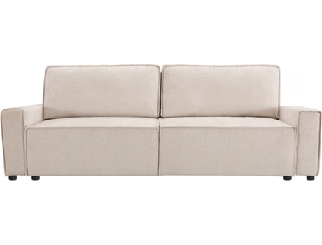 Sofá Convertible Recto En Tejido De Chenilla Montaigne 3 Plazas Beige Palozi Sofa