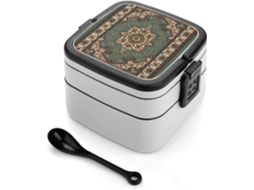 Marmita Bento Oriental Tradicional De Camada Dupla, 1000ml, Empilhável, À Prova De Vazamentos, Com Colher, Recipiente