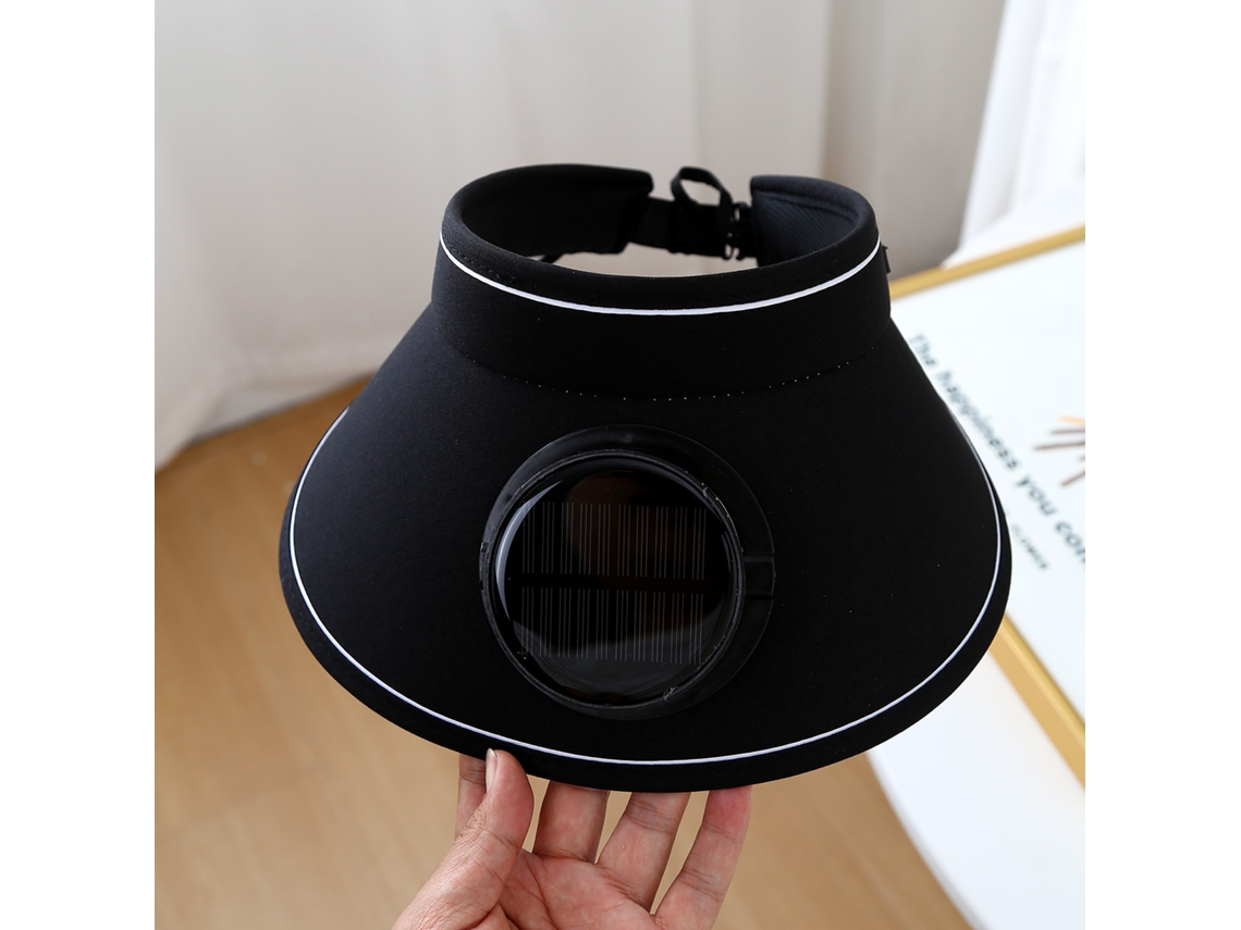 Chapéu de Sol Elétrico de Aba Larga com Ventilador para Homens, Proteção Uv. MDUG (preto)