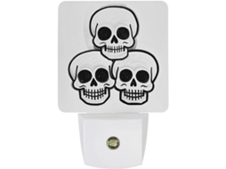 Luz Noturna Quadrada Com Design Caveira Azul E Sensor De Luz Led, Luz Branca Quente Suave Banheiro, Quarto E