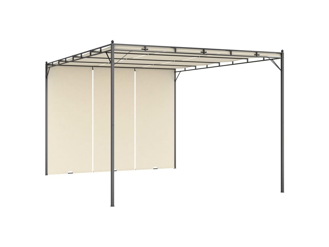 Vidaxl Gazebo De Jardim Com Cortina Lateral 4x3x2,25m Cor Creme
