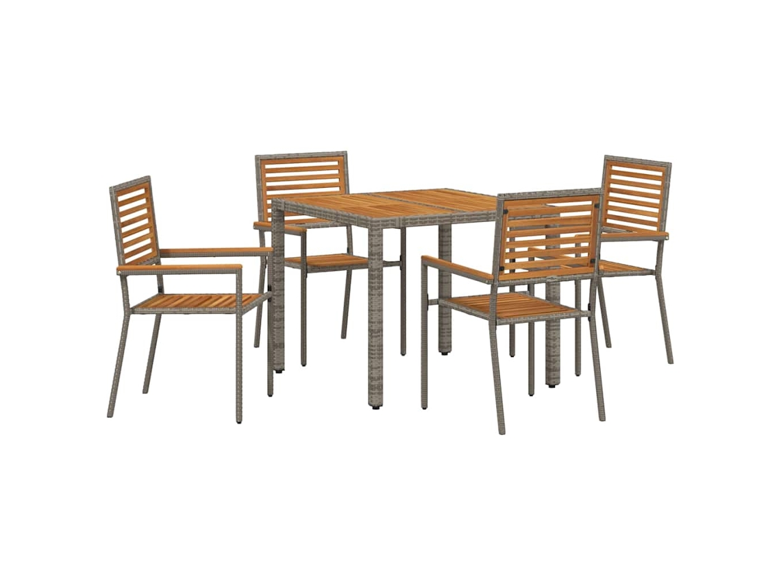 Maison Exclusive - Conjunto Jantar Para Jardim 5 Peças Cinza E Marrom Vime Pe