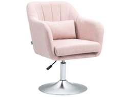 Poltrona Lounge, Almofadas Lombares, Altura Ajustável, Giro 360°, Base Metálica Rosa Ch