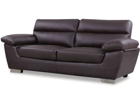 Sofá cuero reconstituido/PVC ''Dallas'' - 3 plazas - Chocolate (210 x 88 x 90 cm)
