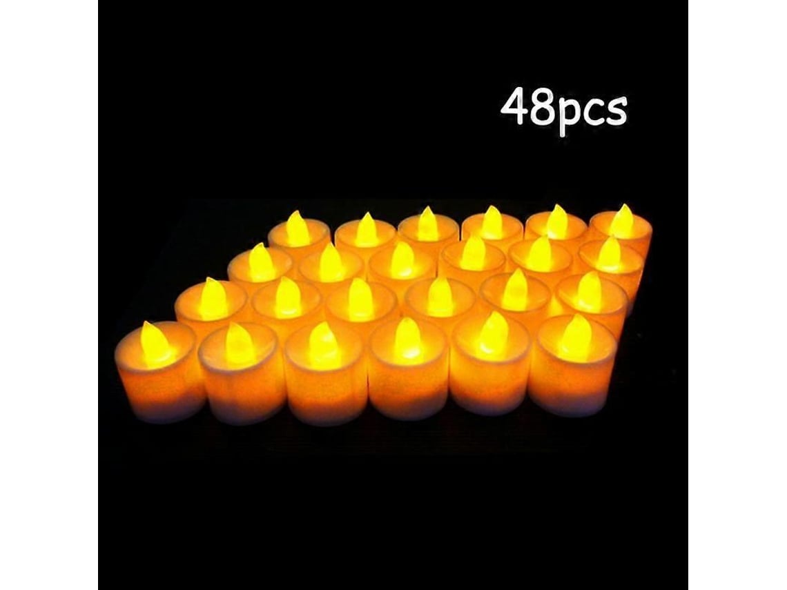 Rebe velas Electrónicas Led Sin Llama 12/24/36/48 Piezas Plástico Luz Amarilla Decoración Exterior Fiesta Navidad 48 Peças Amarelas