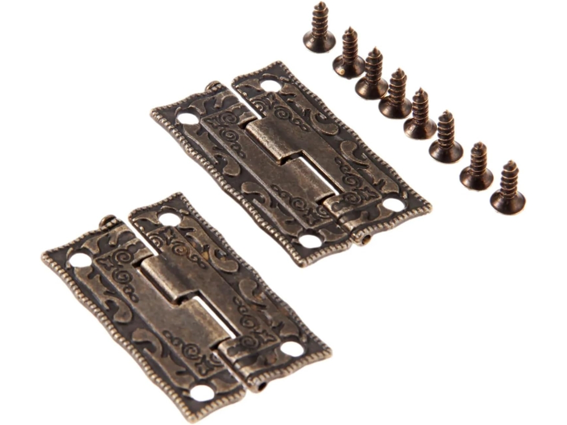 2 Dobradiças De Bronze Antigo 35x 23mm Para Portas Armários E Gavetas Decorativas Pequenas Caixas Joias Madeira Móveis