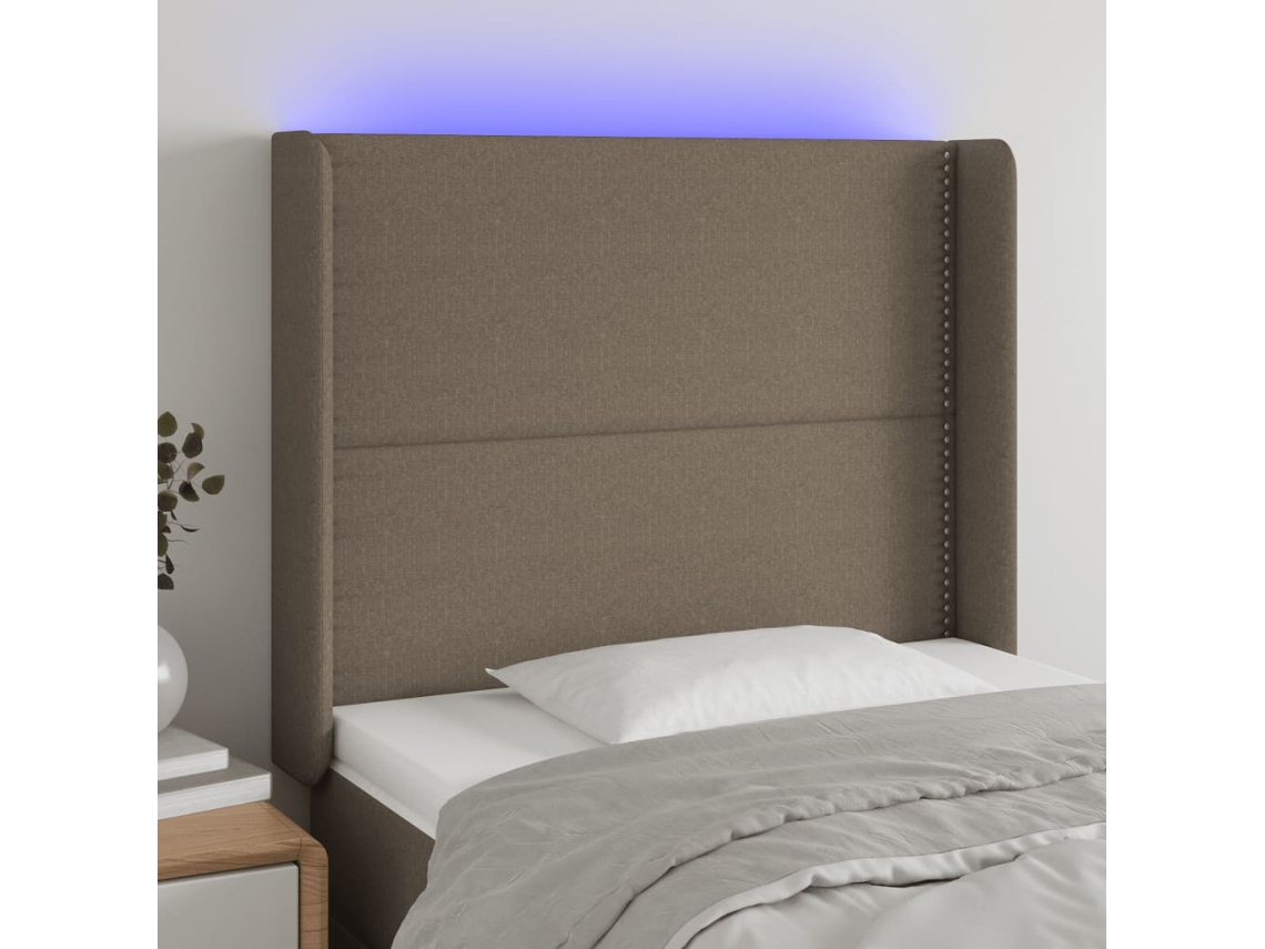 Cabecero con Tela LED 103x16x118/128cm Gris-Marrón