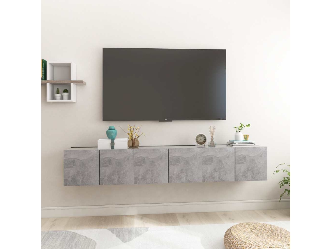 Vidaxl Móveis De Tv Para Parede 3 Pcs 60x30x30 Cm Cinzento Cimento