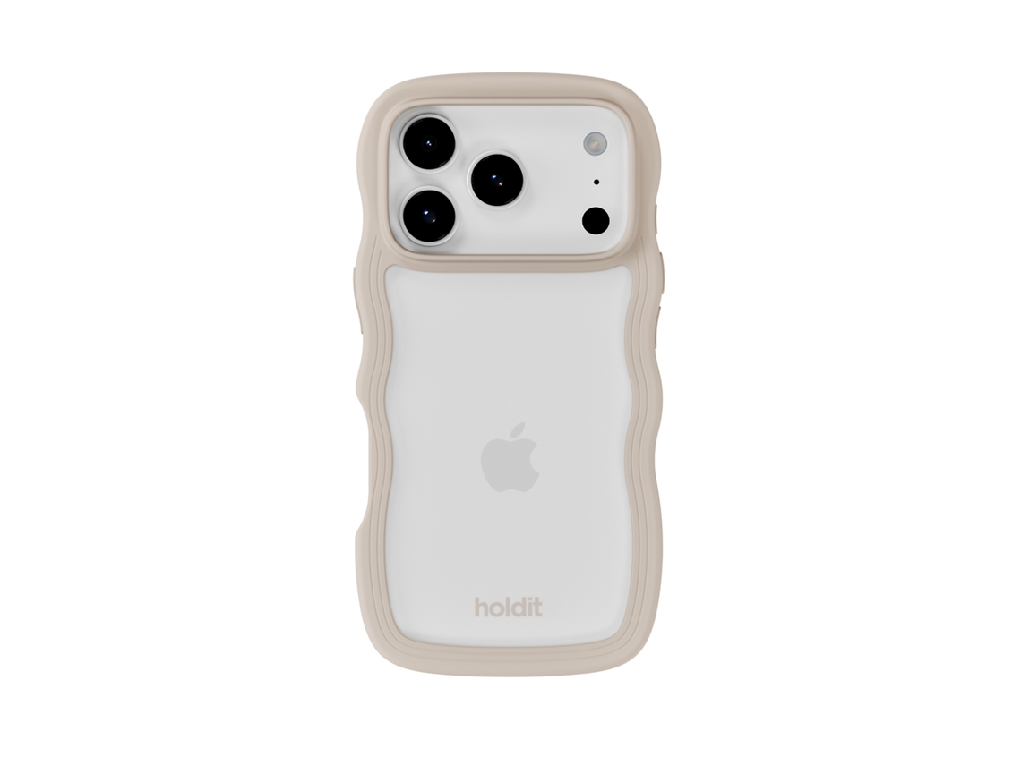 Capa Para Celular Iphone 17 Pro Max Com Estampa Ondulada Bege Claro/transparente