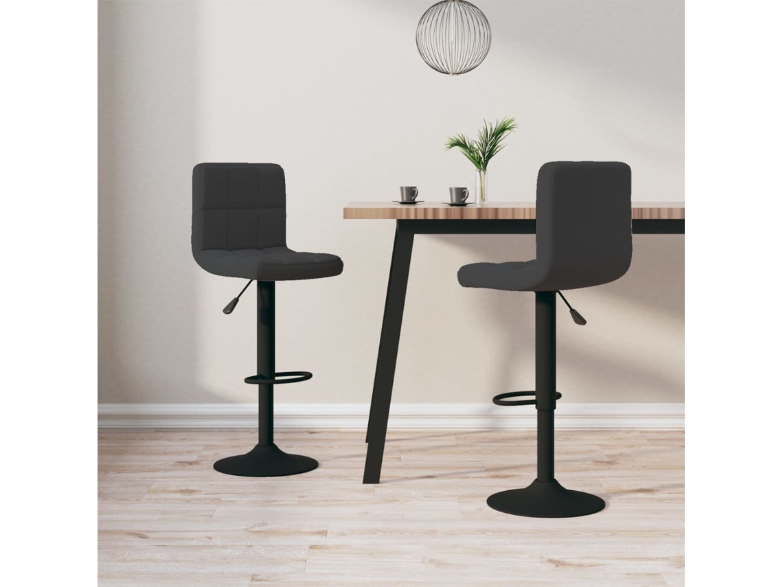 Vidaxl Bancos De Bar 2 Pcs Veludo Preto