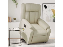 Vidaxl Poltrona Reclinável Elevatória Elétrica Couro Artificial Creme
