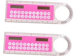 Régua Calculadora De Plástico Rosa De 10 Cm, Pacote Com 2 Unidades