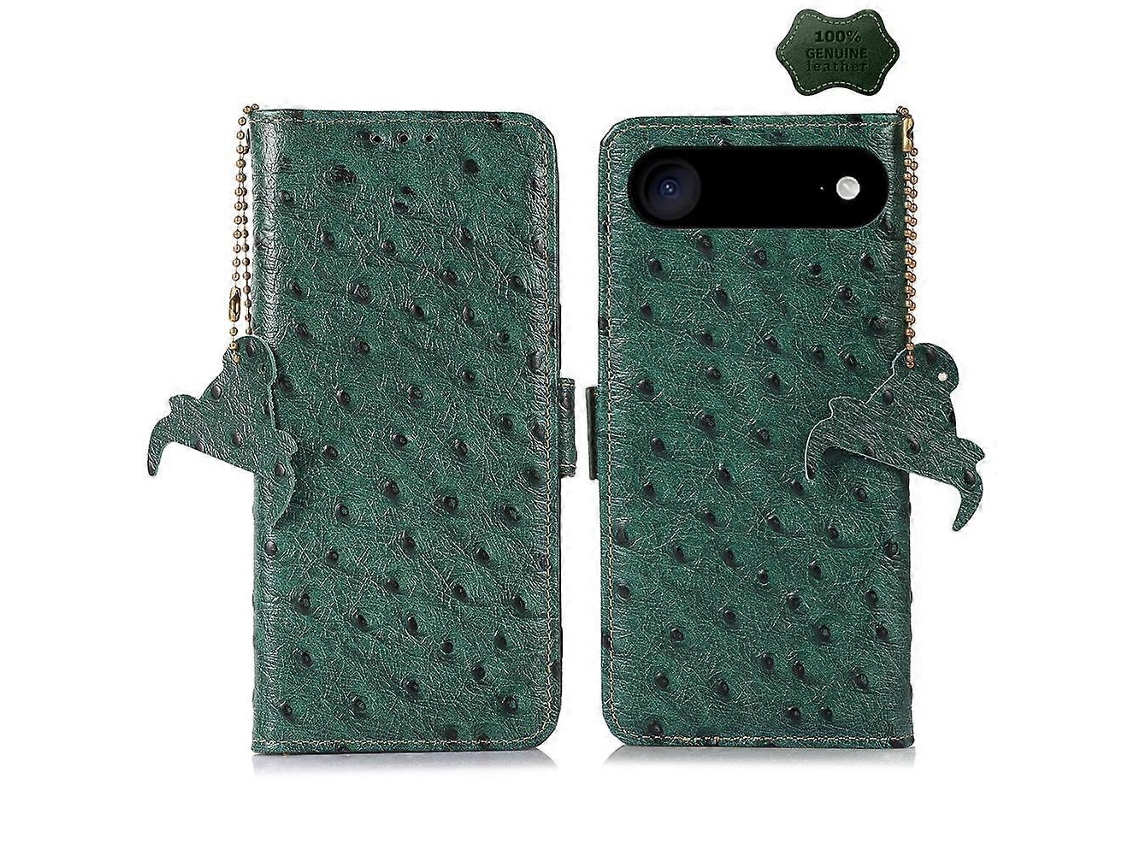 Capa De Celular Rfid De Couro Com Estampa De Avestruz
