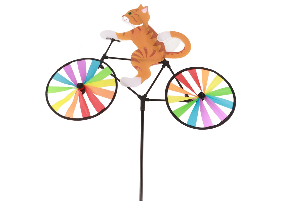 Girador De Vento Bicicleta Ornamentos Gato Amarelo