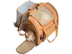 Mochila extensível para gatos, ideal para cães de pequeno e médio porte, com design respirável e dobrável.