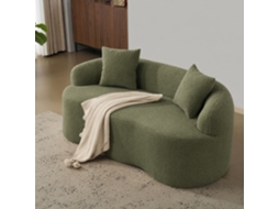 Sofá Curvo Verde Moderno Com Braços Arredondados E 2 Almofadas, Fácil De Montar, Perfeito Para Sala Ou Quarto.