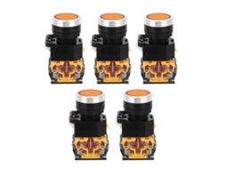 Interruptor De Botão Com Recuo Automático 22mm 37v-440v Sem Luz Laranja 5pcs