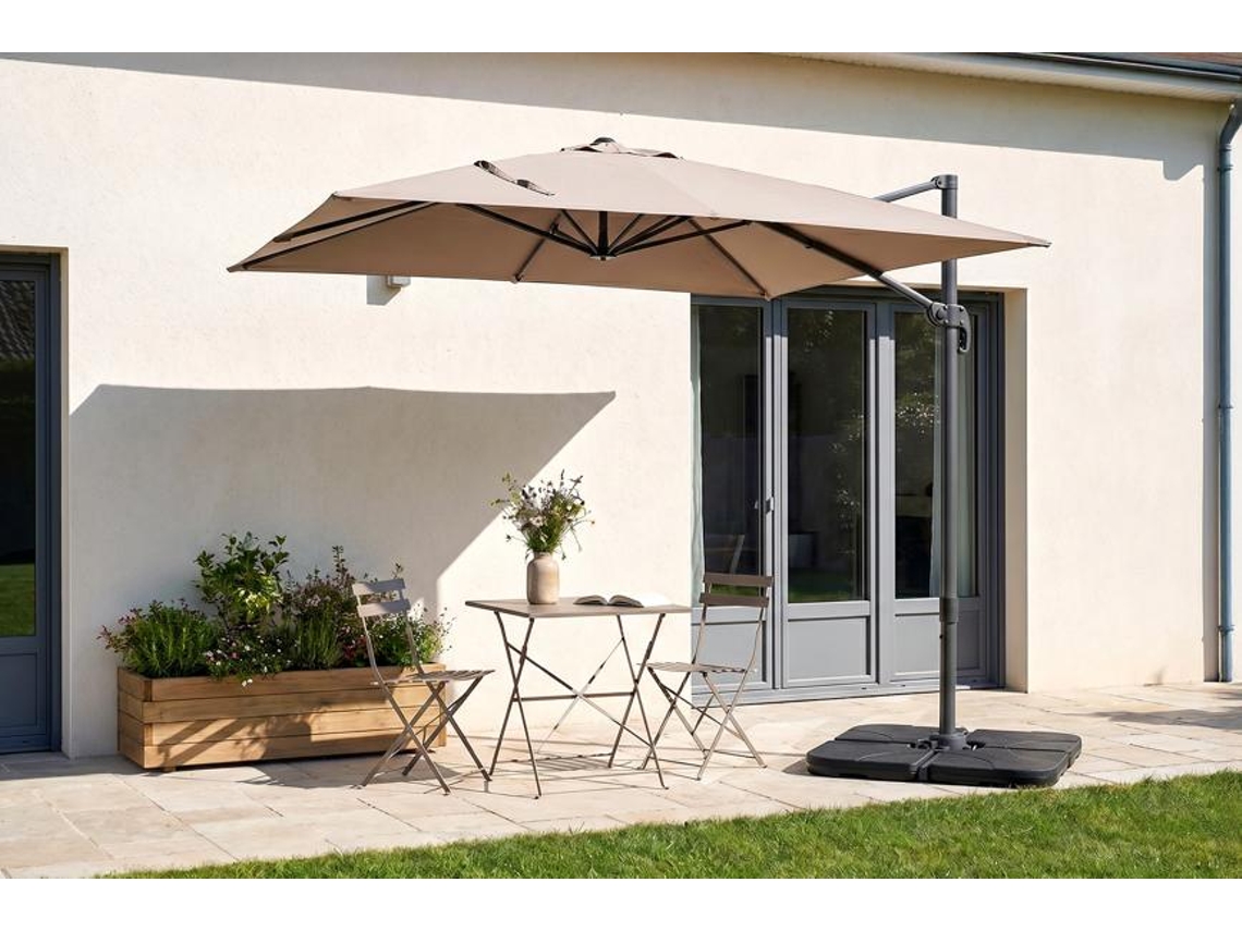 Guarda-sol Descentrado 2.5x2.5m Navagio Alumínio Rotação 360° Taupe CAZEBOO