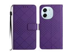 Capa De Couro Com Textura De Grade Rômbica Para Celular