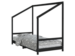 Kids Bed Frame, Kids Bed Frames Vidaxl Preto Madeira De Pinho (90 X 190 Cm)