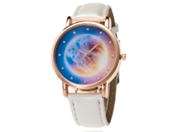 Relógio de Pulso Feminino de Quartzo com Pulseira de Couro Pu Estilo Moderno Leisure (branco)