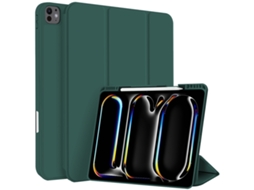 Capa Para Ipad Pro 112018/2020/202111 Polegadas Com Ranhura Para Caneta Em 3 Dobras Verde Escuro